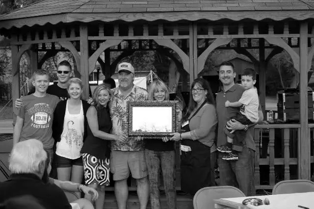 Bill and Eileen Ramsey with the Fulshear Family Karate team, Bill holding the framed award, after winning first place at the 2012 Casey Pope Chili Cook-Off in Fulshear